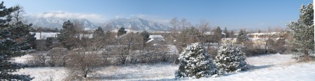 A snowy panorama of Boulder