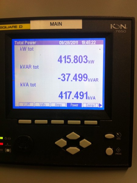 It was using 415 kW of power. I think it can go much higher than that when the machine is under heavy load on a hot day.